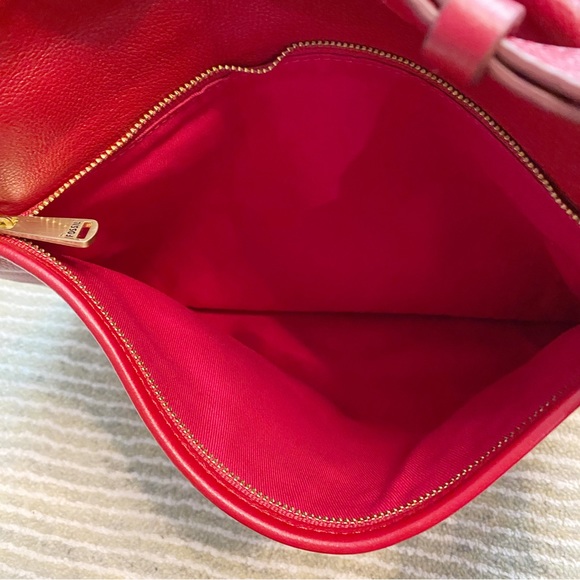 Fossil Piper Expandable Red Leather Crossbody Satchel - Picture 8 of 15